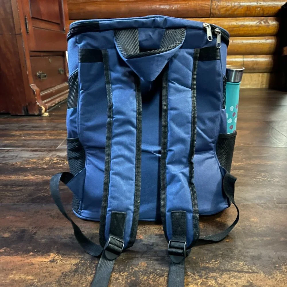 Navy Cat Bubble Backpack Cat Carrier, Polyester & Mesh w/Air Holes, 17